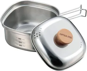 Captain Stag UH-4202 Stainless Steel Square Ramen Cooker, 0.3 gal (1.3 L), Made in Japan, Made in Japan