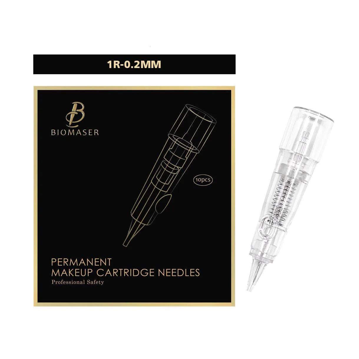 Cartridge Needles – BIOMASER 10PCS Sterilized Permanent Makeup Cartridge Needles Tattoo Needle Fits for Permanent Makeup Machine Pen T100 P1 X1 for Eyebrow Eyeliner Lip(1R-0.2MM)