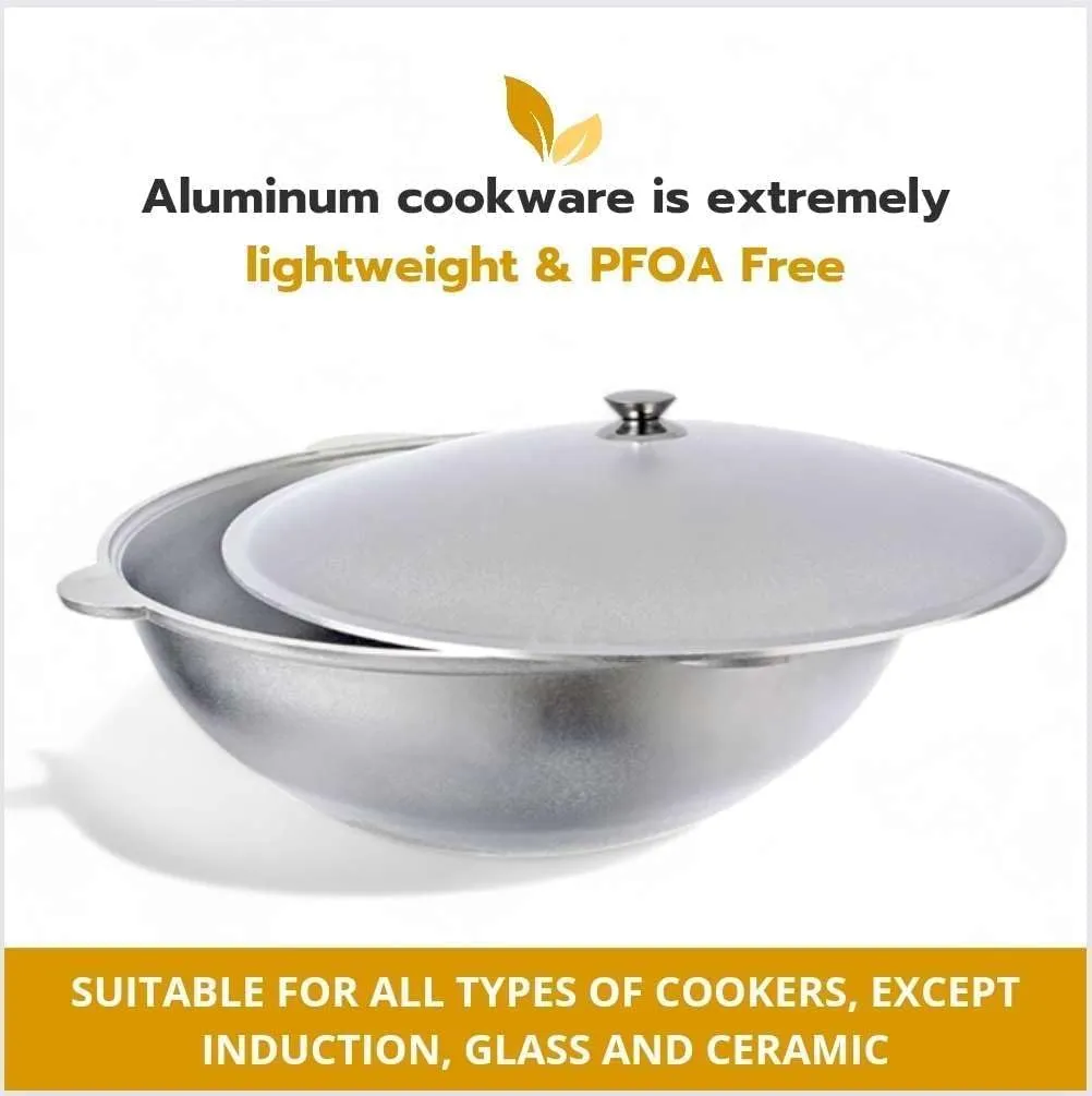 Cast Aluminum Asian Cauldron with Lid Aluminum Kazan, Dutch Oven Pot, Camping Cookware Kitchen Pot, Oven Safe Caldero, Gray ((15 L))