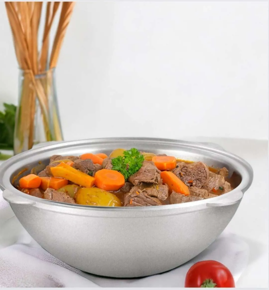 Cast Aluminum Asian Cauldron with Lid Aluminum Kazan, Dutch Oven Pot, Camping Cookware Kitchen Pot, Oven Safe Caldero, Gray ((15 L))