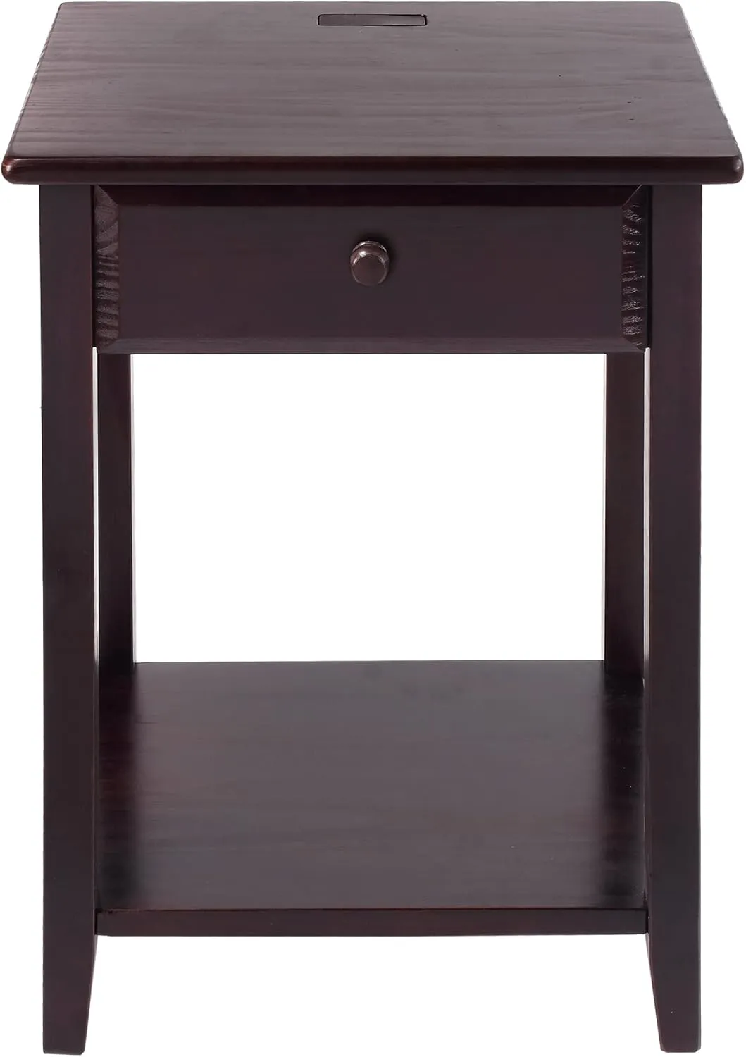 Casual Home Night Owl Nightstand with USB Ports-Espresso