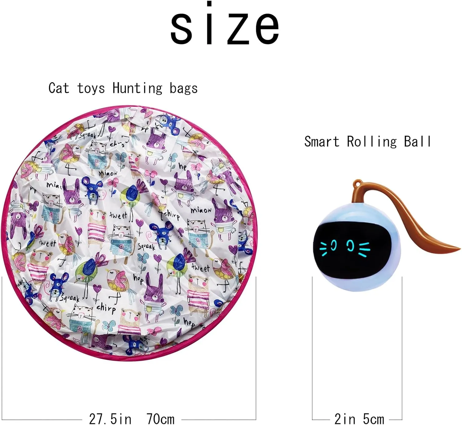 Cat Hunting Bag - Hide and Seek Toy with Automatic Rolling Ball