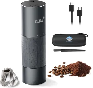 CERA  Portable Burr Coffee Grinder Electric Espresso Grinderring Machine Suitable for Travel,Camping with Bag,Blue