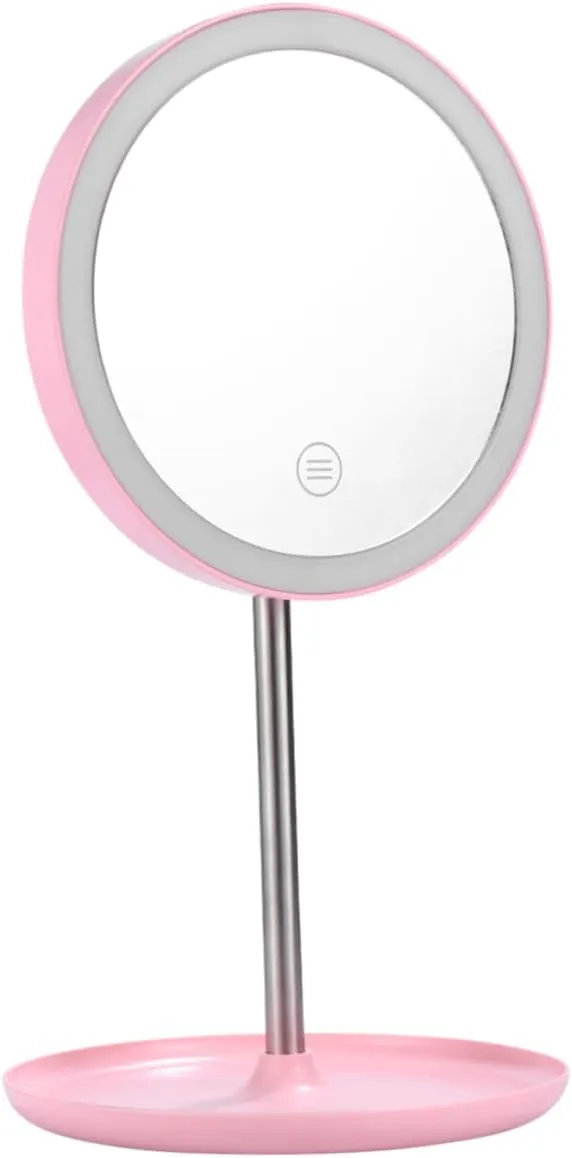 Chargeable Led Makeup Mirror Smart Touchscreen Brightness Rotatable Tabletop Cosmetic Mirror Non- Base for Convenient Use