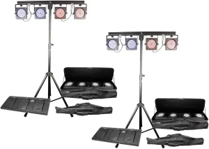 Chauvet DJ 4BAR USB DMX LED Wash Light Systems w/Tripod, Bags & Footswitch, 2 Pk