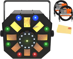 Chauvet DJ Swarm Wash FX ILS 4-in-1 Derby/Wash/Strobe Effect Light Bundle with 2 DMX Cables and Austin Bazaar Polishing Cloth