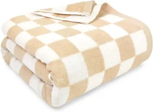 Checkered Beach Towel Sand, Large 35" x 70" for Adults Men Women, Cotton Absorbent Quick Dry Funny Towel for Beach Days