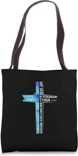 Christian Cross Ribbon Huntington's Disease Awareness Tote Bag