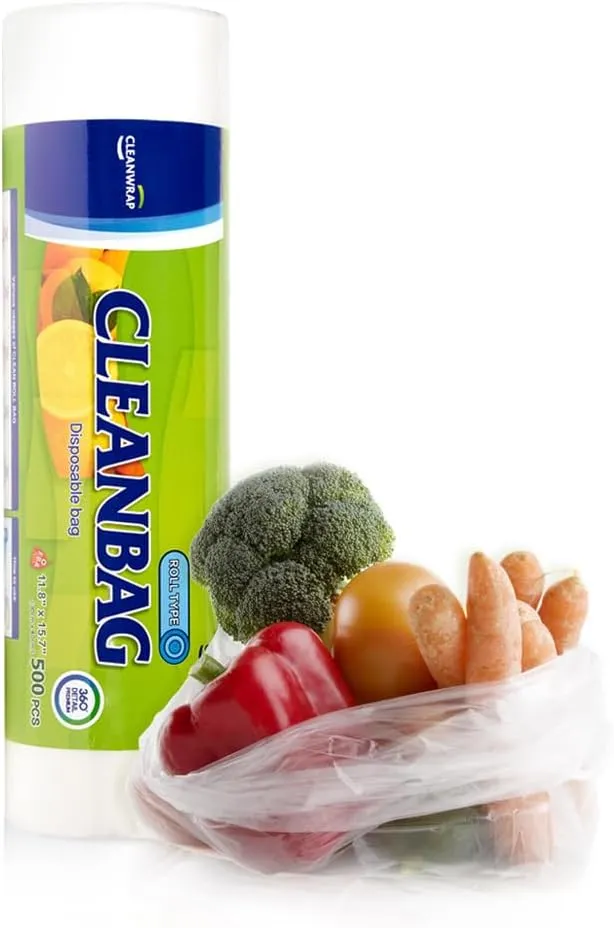 CLEANWRAP Food Storage Roll Bags (11.81 * 15.74-500 PCS) - Mothers Day Gifts for Mom I Food Plastic Bags, Mini Plastic Bags, Plastic Bread Bags, Roll Plastic Bags, Plastic Produce Bag