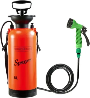 CLICIC 2 Gallon Pressure Sprayer with 7 Spray Modes, Camping Shower with Removable Hose and Shower Head for Camping Outdoor Traveling Hiking and Pet Bath, 8L