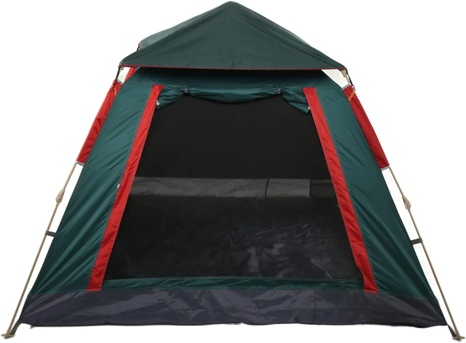 Coated Camping Tent Automatic Double Layer Family Tent for 3 to 4 Persons for Hiking and Traveling, Dark Green
