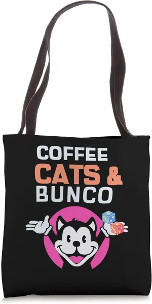 Coffee Cats Bunco Dice Rolling Cat Funny Tote Bag