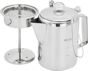 Coffee Pot, 1.2L Outdoor 9 Cup Stainless Steel Percolator Coffee Pot Coffee Maker for Camping Home Kitchen