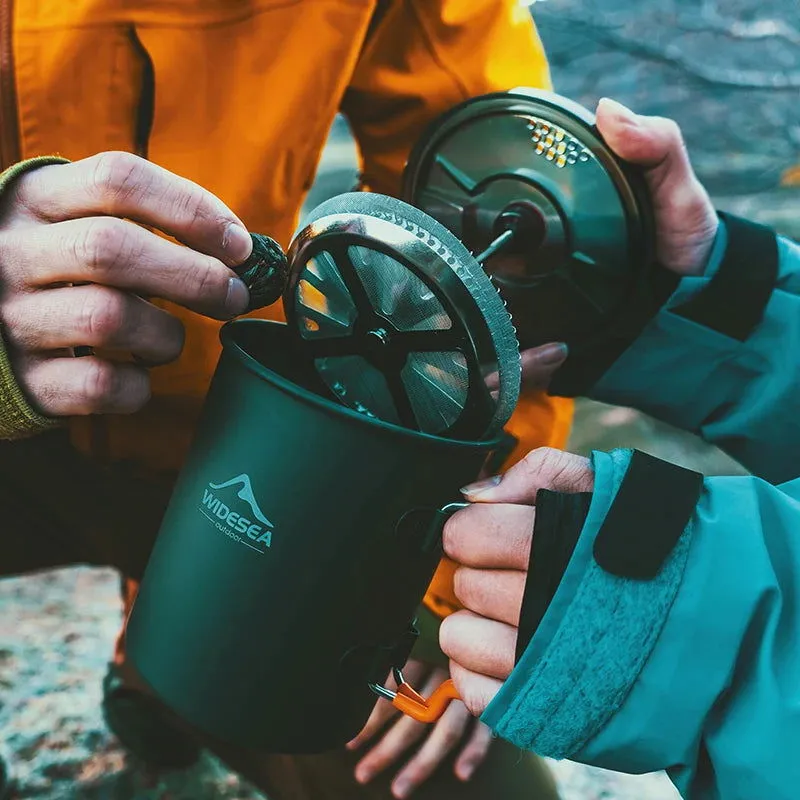 Coffee Pot with French Press – Outdoor Cookware for Hiking and Trekking