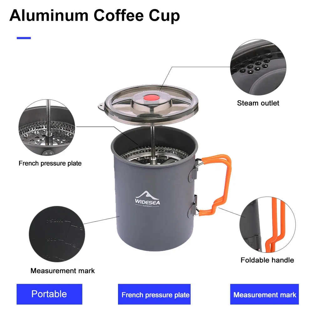 Coffee Pot with French Press – Outdoor Cookware for Hiking and Trekking
