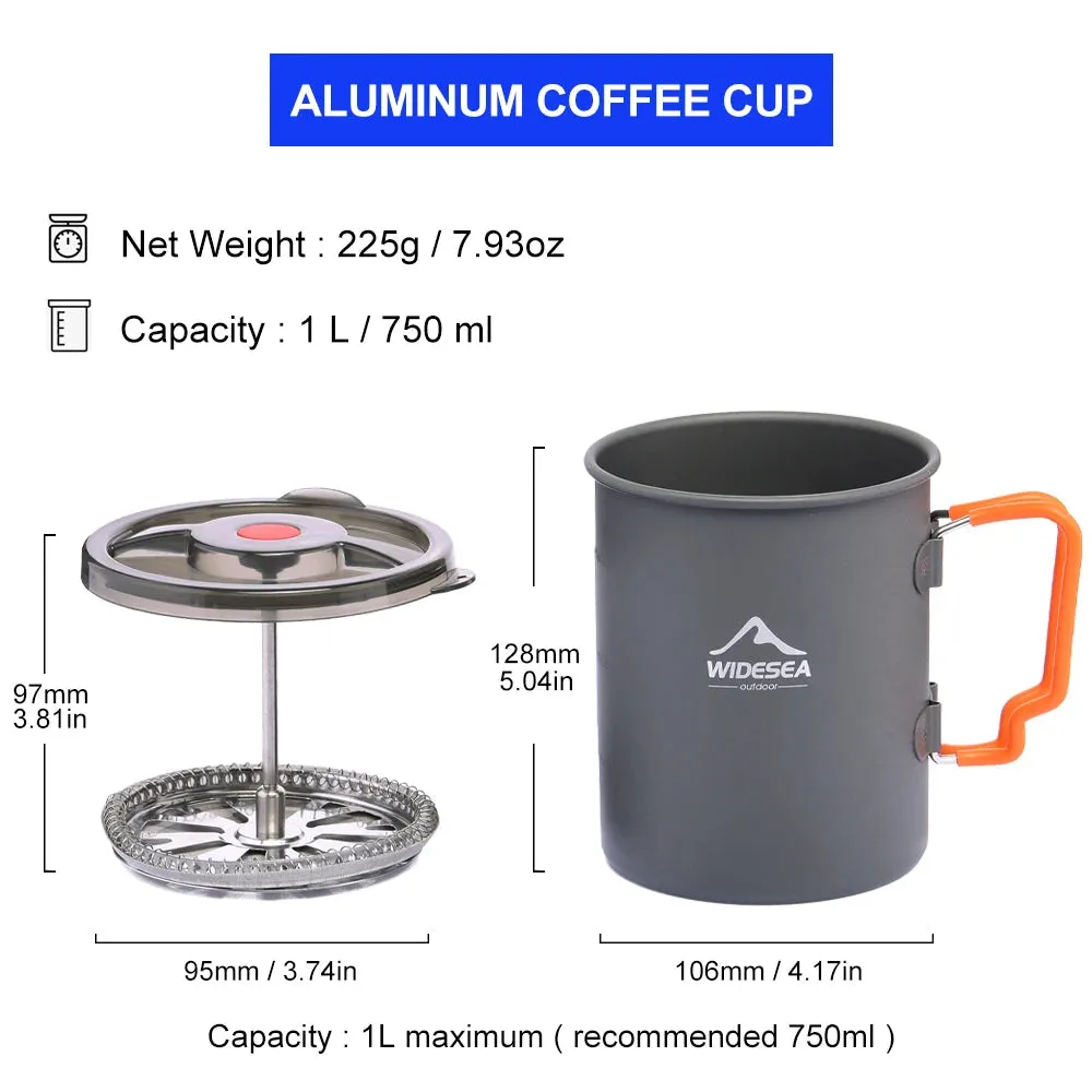 Coffee Pot with French Press – Outdoor Cookware for Hiking and Trekking