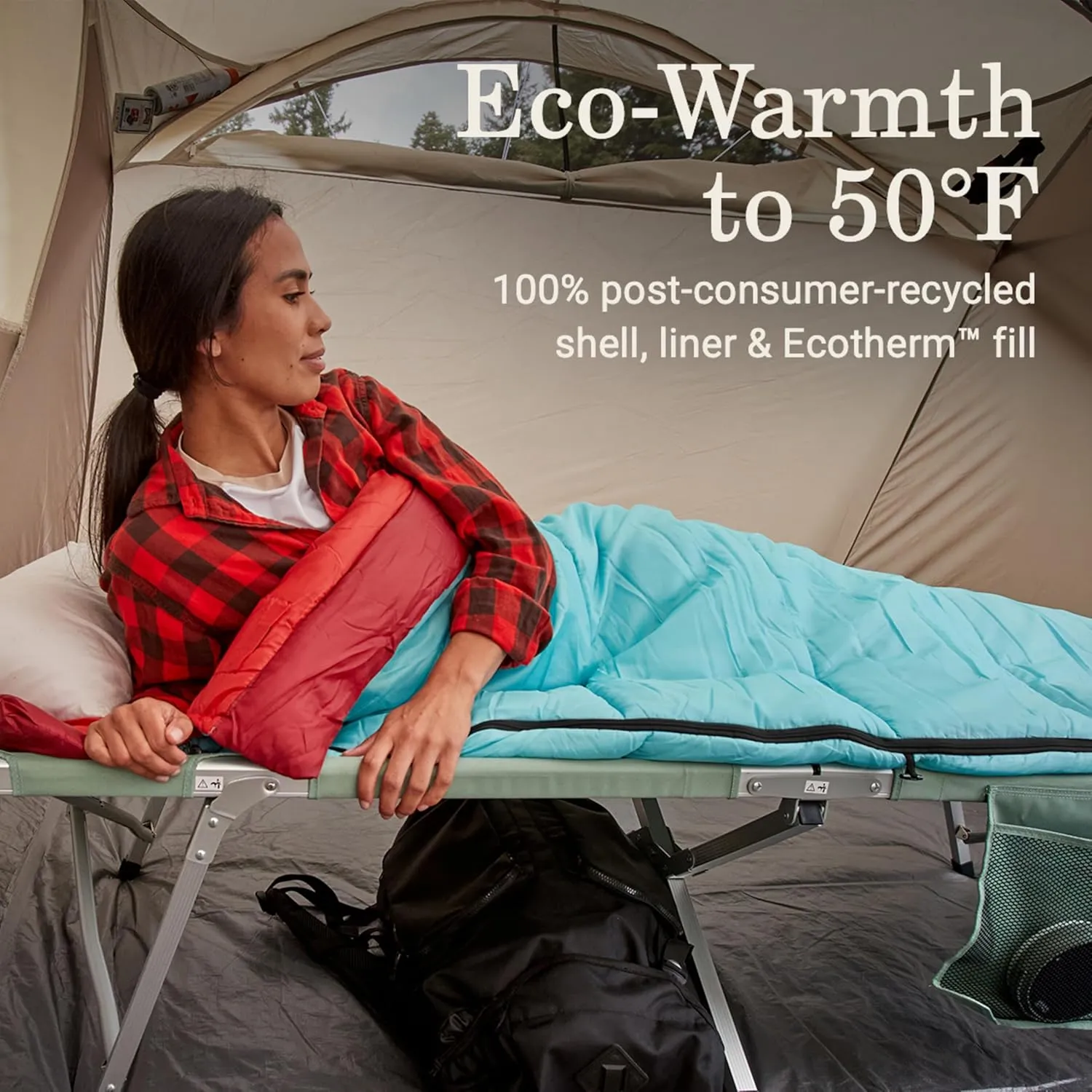 Coleman Flatlands 40°F Sleeping Bag, Made from 100% Recycled Material, Cool Weather Adult Sleep Sack