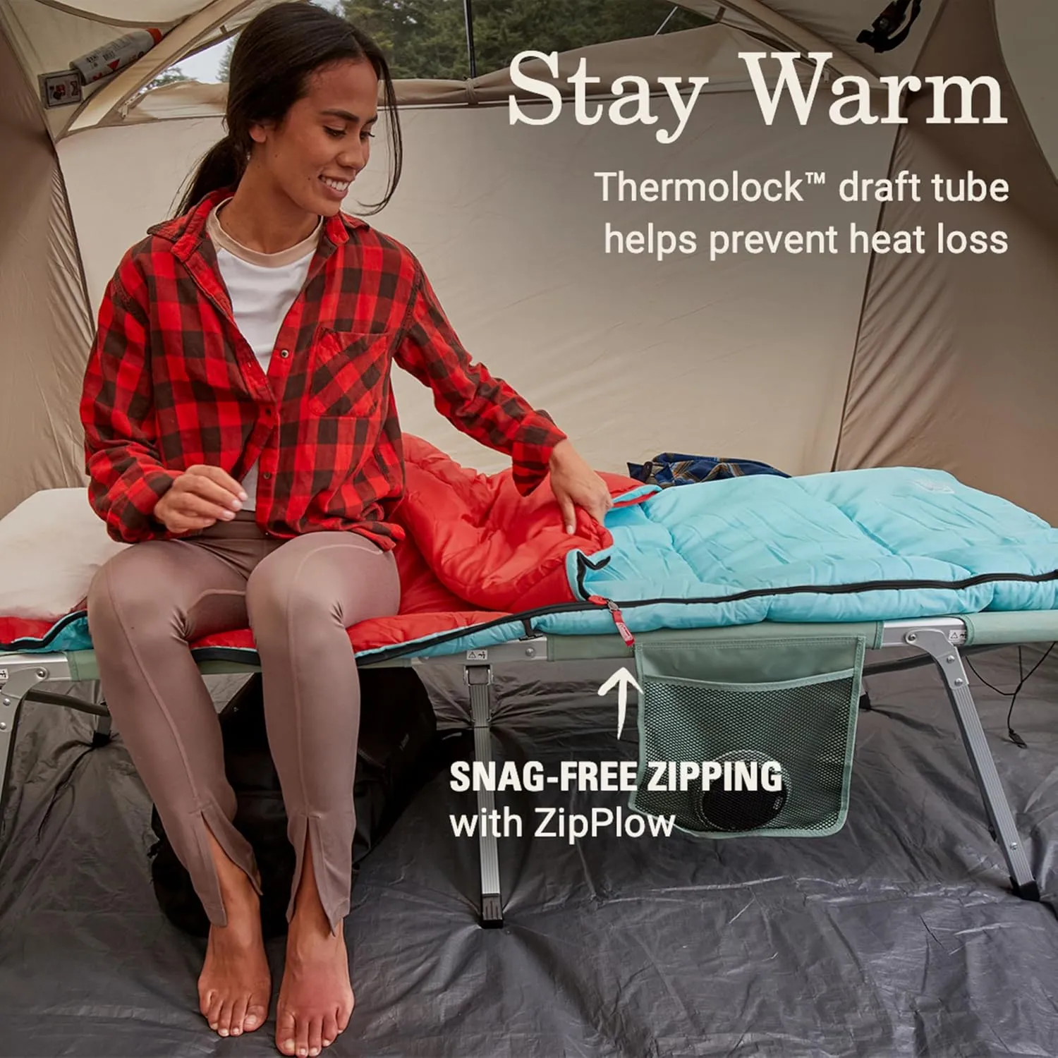 Coleman Flatlands 40°F Sleeping Bag, Made from 100% Recycled Material, Cool Weather Adult Sleep Sack