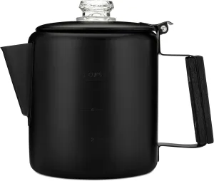 COLETTI Black Bozeman Percolator Coffee Pot — Camping Coffee Pot, Coffee Percolator – America’s Sleekest Percolator – Pure Stainless Steel, NO Aluminum or Plastic (6 Cup)
