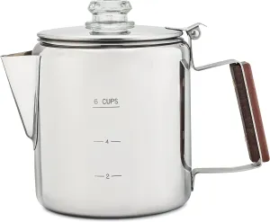 COLETTI Bozeman Percolator Coffee Pot — Coffee Percolator, Camping Coffee Pot – America’s Favorite Percolator – NO Aluminum or Plastic [6 cup]