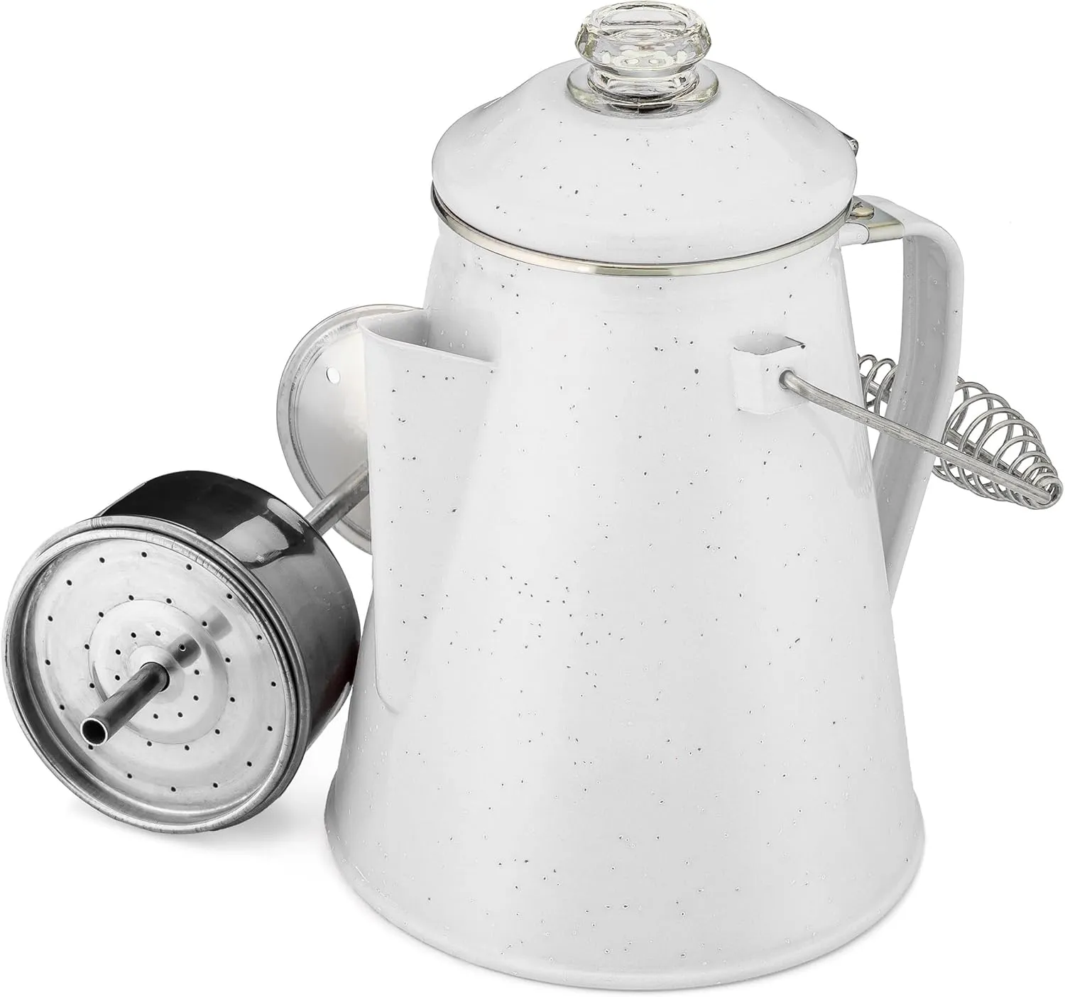 COLETTI Classic Percolator Coffee Pot — Camping Coffee Makers, Coffee Percolator – The Original Camping Coffee Pot, Now Modernized – For Campsite Brewmasters Everywhere [White Enamel, 12 Cup]