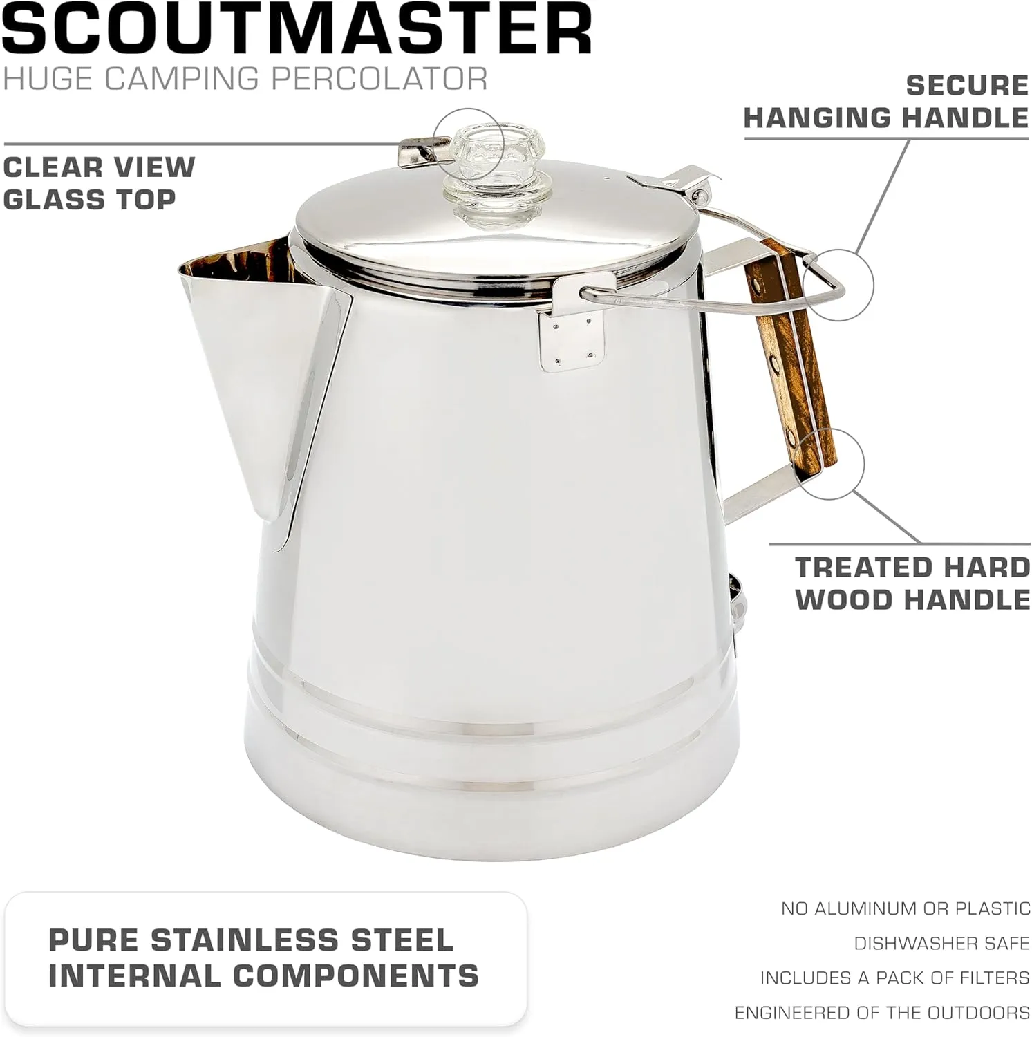 COLETTI Scoutmaster Coffee Percolator Camping — The Ultimate Camping Coffee Maker [24 Cup]