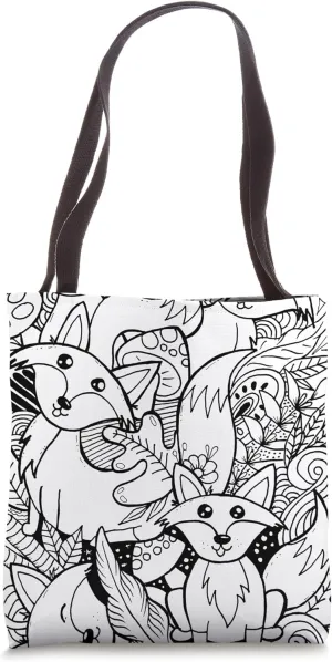 Color your Bag Choose Your Own Colors Coloring Adult Fox Tote Bag