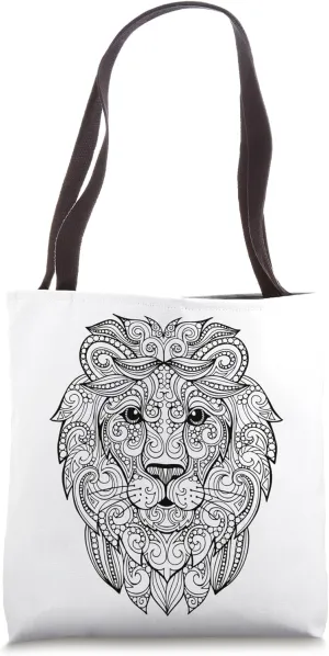 Color your Bag Choose Your Own Colors Coloring Adult Lion Tote Bag