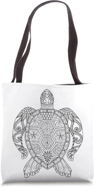 Color Your Bag Your Own Colors Coloring Adult Sea Turtle Tote Bag