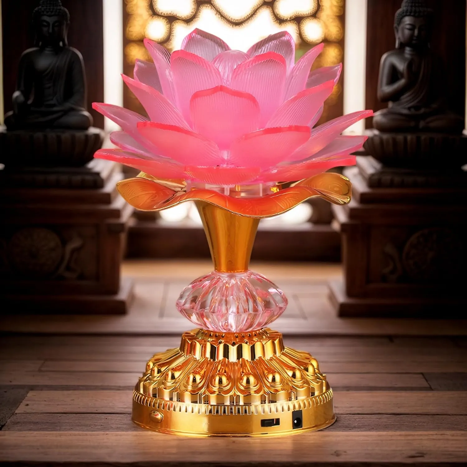 Colorful LED Lotus Buddhist Lamp, Gradient Buddha Light for Worship, Prayer and Display, Low Power Consumption, Eco - Friendly Material for Buddha Occasions, Buddhist Supplies - Pink