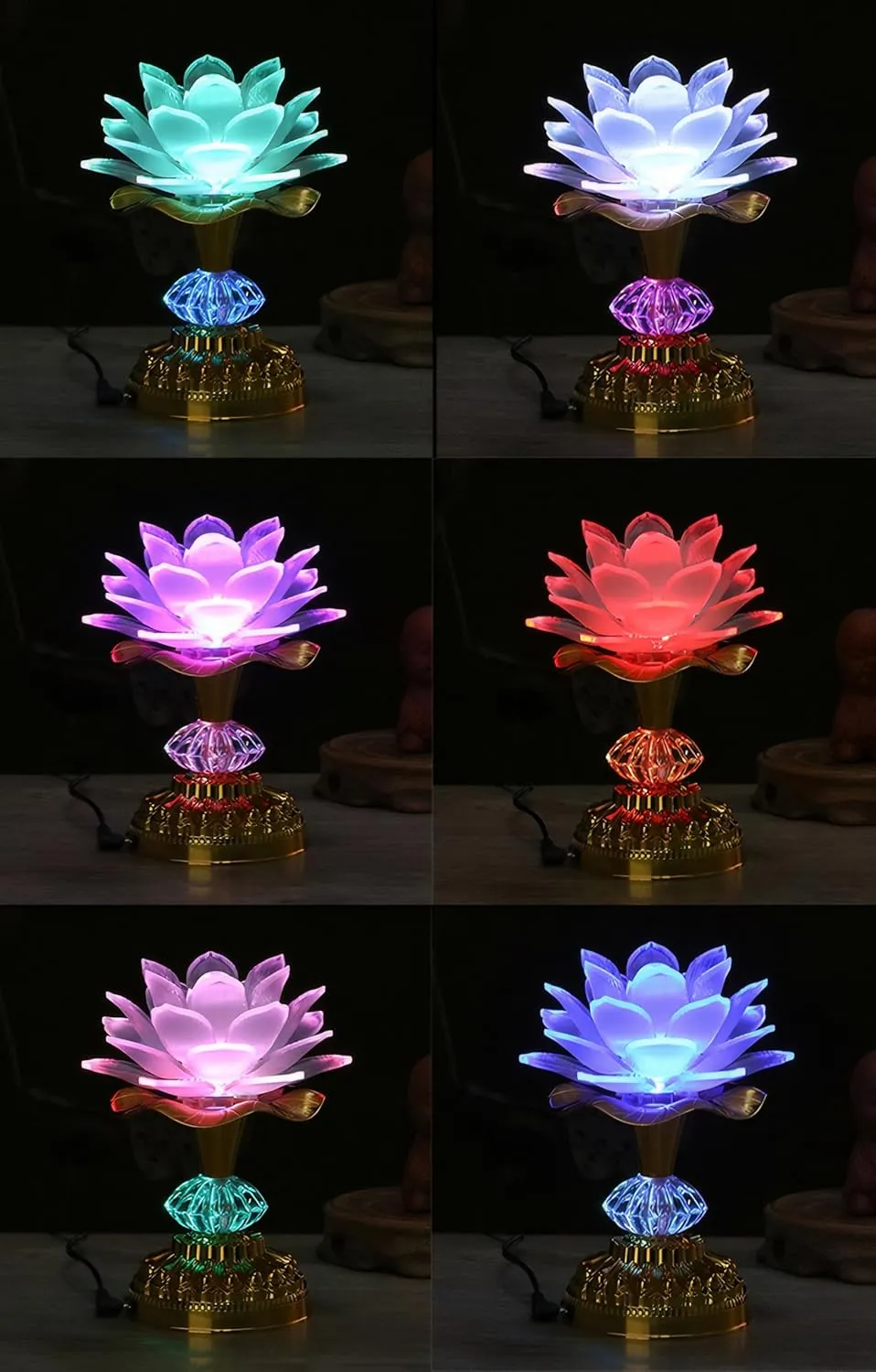 Colorful LED Lotus Buddhist Lamp, Gradient Buddha Light for Worship, Prayer and Display, Low Power Consumption, Eco - Friendly Material for Buddha Occasions, Buddhist Supplies - Pink