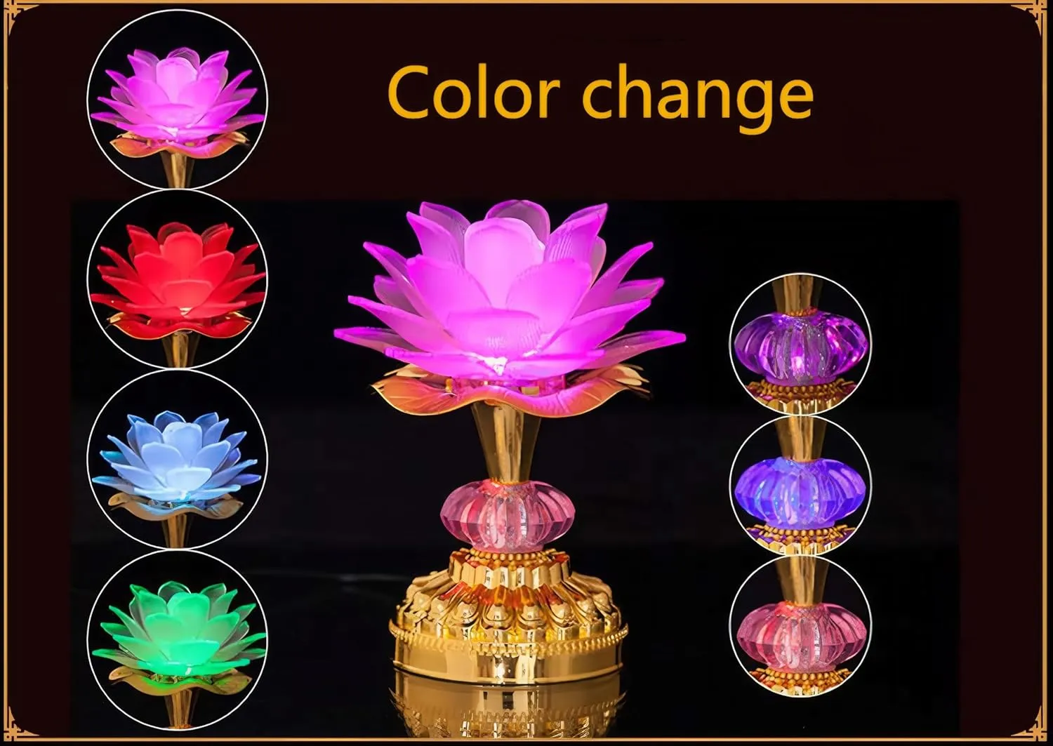Colorful LED Lotus Buddhist Lamp, Gradient Buddha Light for Worship, Prayer and Display, Low Power Consumption, Eco - Friendly Material for Buddha Occasions, Buddhist Supplies - Pink