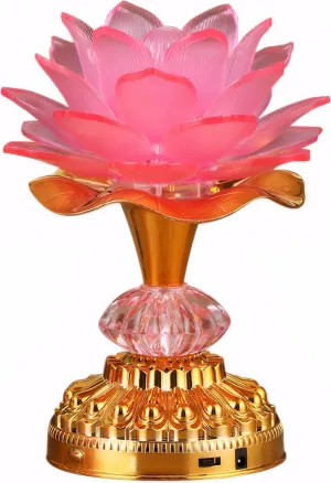 Colorful LED Lotus Buddhist Lamp, Gradient Buddha Light for Worship, Prayer and Display, Low Power Consumption, Eco - Friendly Material for Buddha Occasions, Buddhist Supplies - Pink