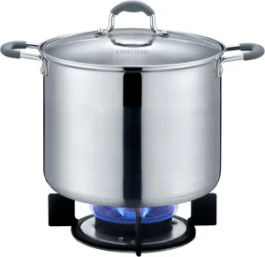 CONCORD Stainless Steel Stock Pot with Glass Lid (Induction Compatible) ((10 QT)