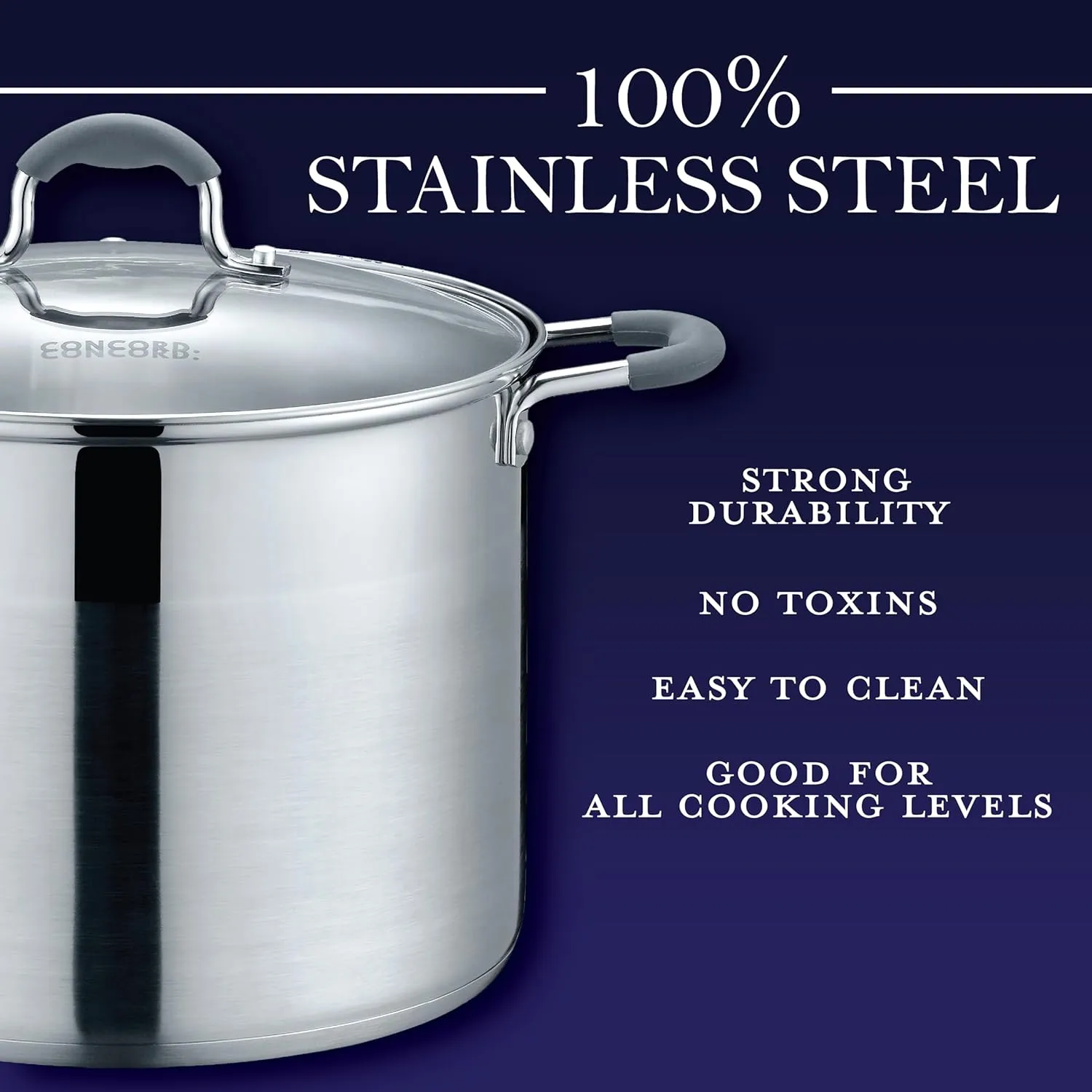 CONCORD Stainless Steel Stock Pot with Glass Lid (Induction Compatible) ((10 QT)