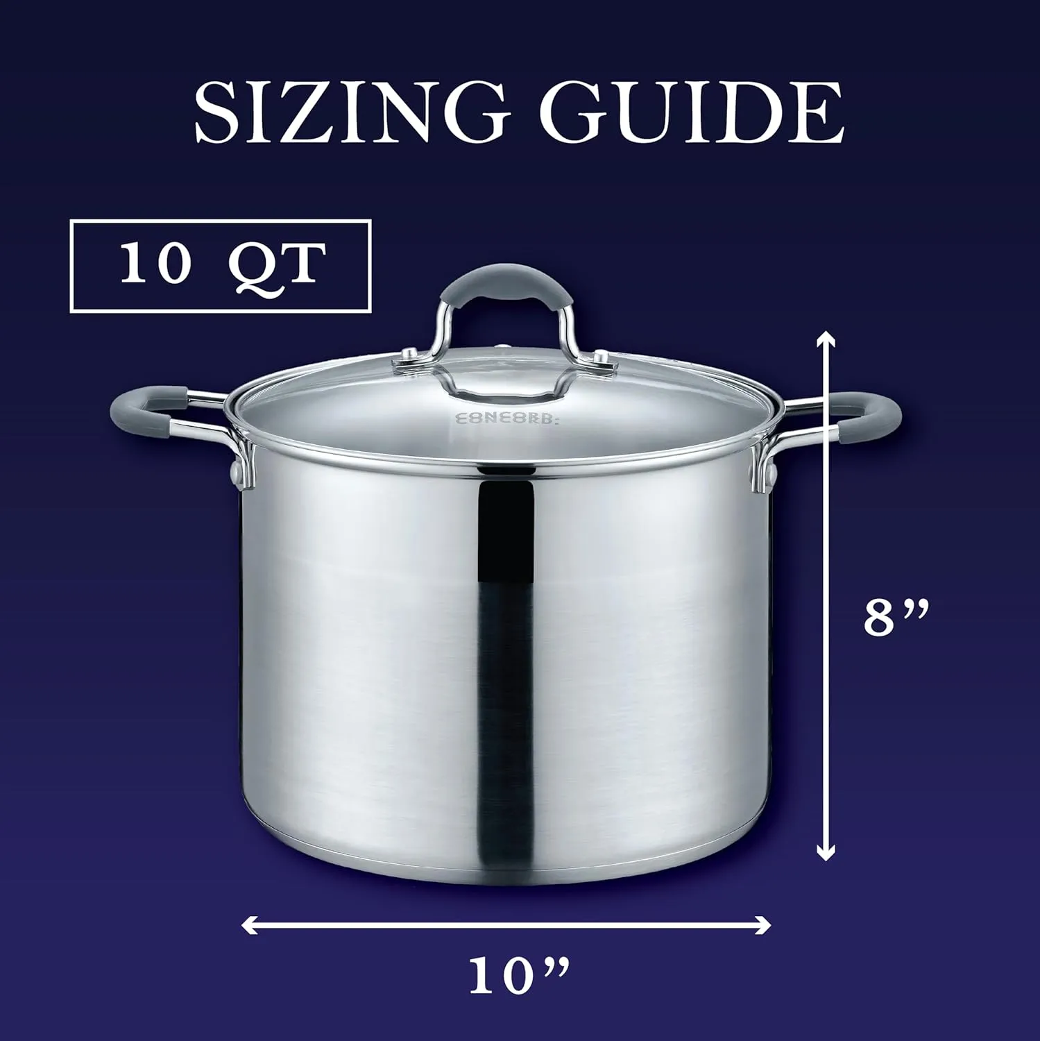 CONCORD Stainless Steel Stock Pot with Glass Lid (Induction Compatible) ((10 QT)