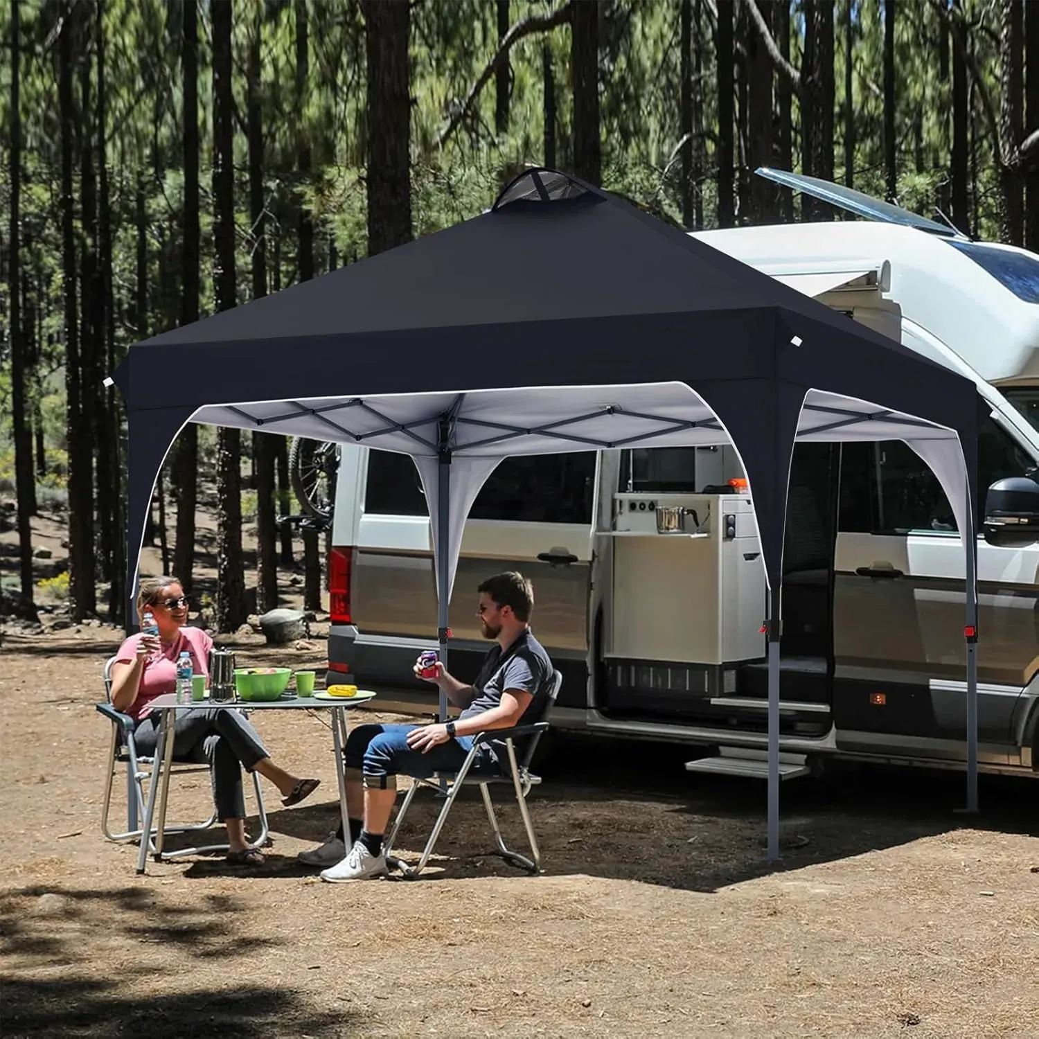 COOSHADE Pop Up Canopy Tent, 8x8 Easy Setup Instant Canopy Sun Shelter Beach Tent, Portable Sports Cool Cabana, Black
