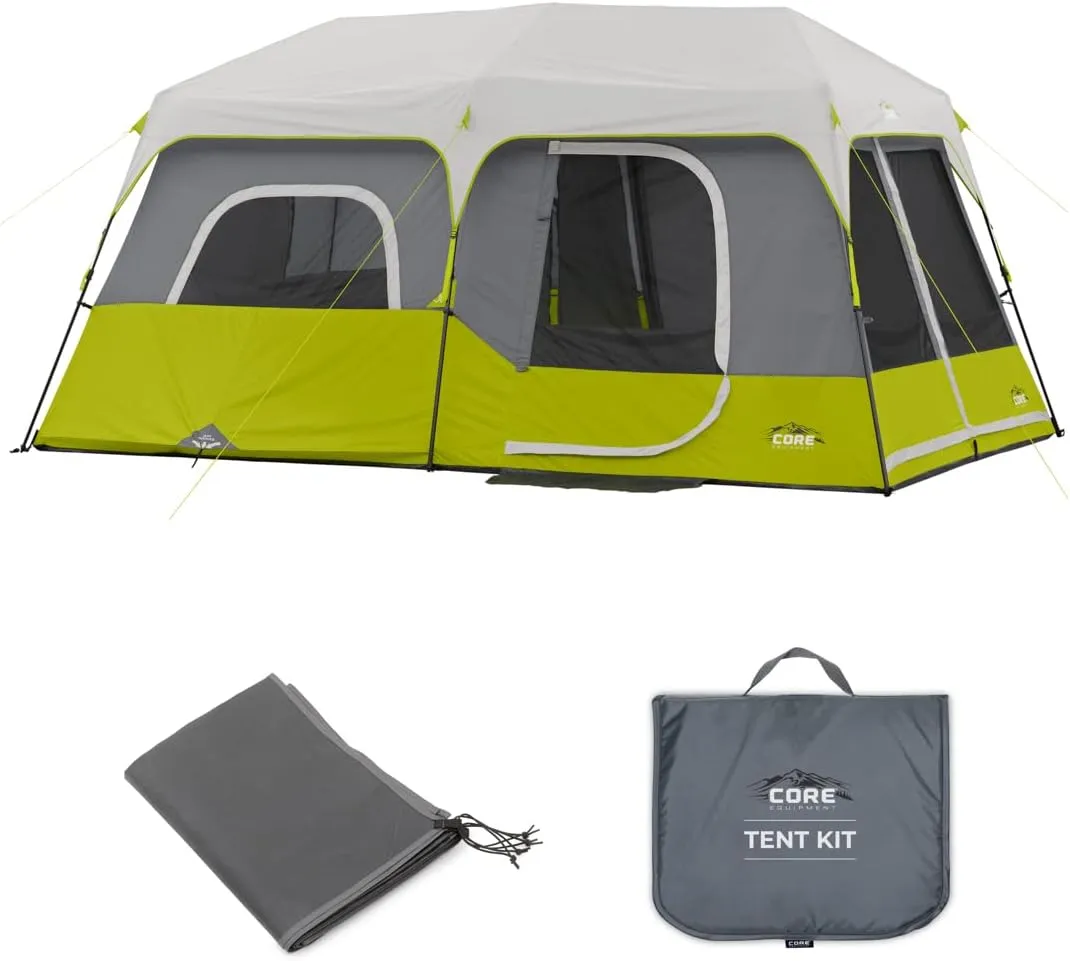 CORE 9 Person Instant Cabin Tent with Footprint and Tent Kit