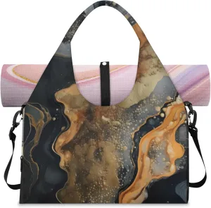 Count Colour Marble Gym Bag Yoga Mat Tote for Women with Shoes Compartment Lightweight Duffle Travel Carrier Wet Dry Storage Pockets Adjustable Pilates Mats Shoulder Bags for Sport Swim