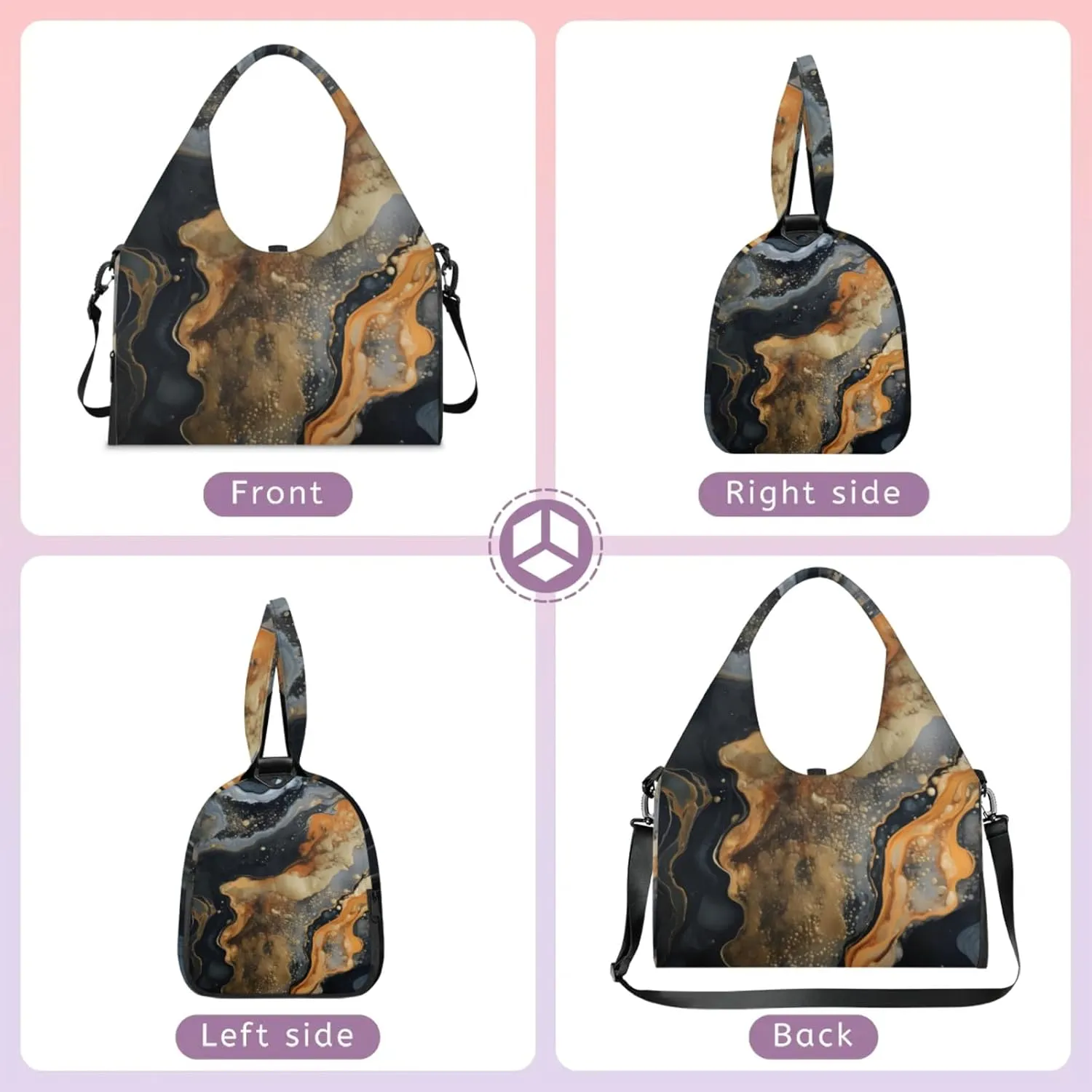 Count Colour Marble Gym Bag Yoga Mat Tote for Women with Shoes Compartment Lightweight Duffle Travel Carrier Wet Dry Storage Pockets Adjustable Pilates Mats Shoulder Bags for Sport Swim