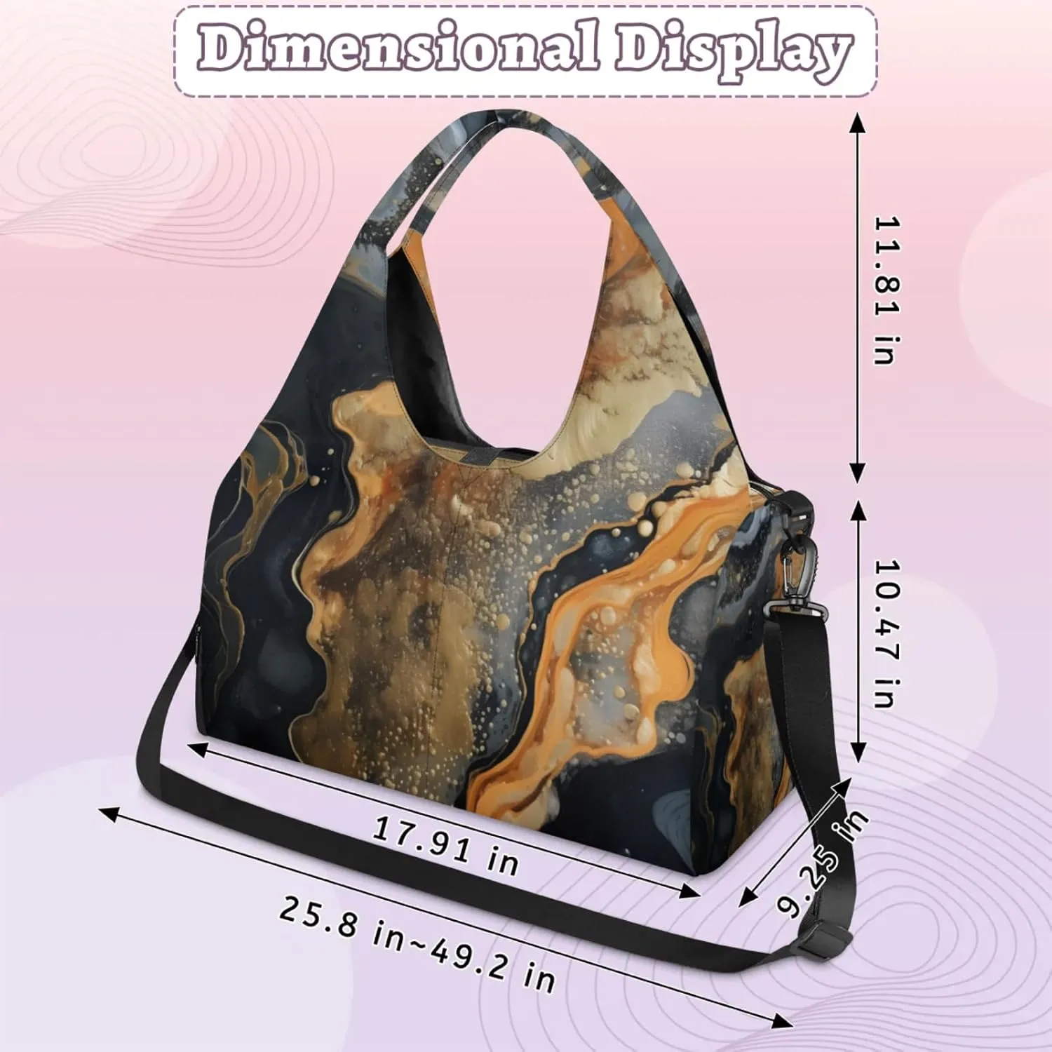 Count Colour Marble Gym Bag Yoga Mat Tote for Women with Shoes Compartment Lightweight Duffle Travel Carrier Wet Dry Storage Pockets Adjustable Pilates Mats Shoulder Bags for Sport Swim