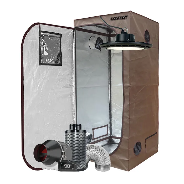 Covert 3' x 3' 150 Watt UFO LED Grow Tent Kit With Automated Ventilation Package