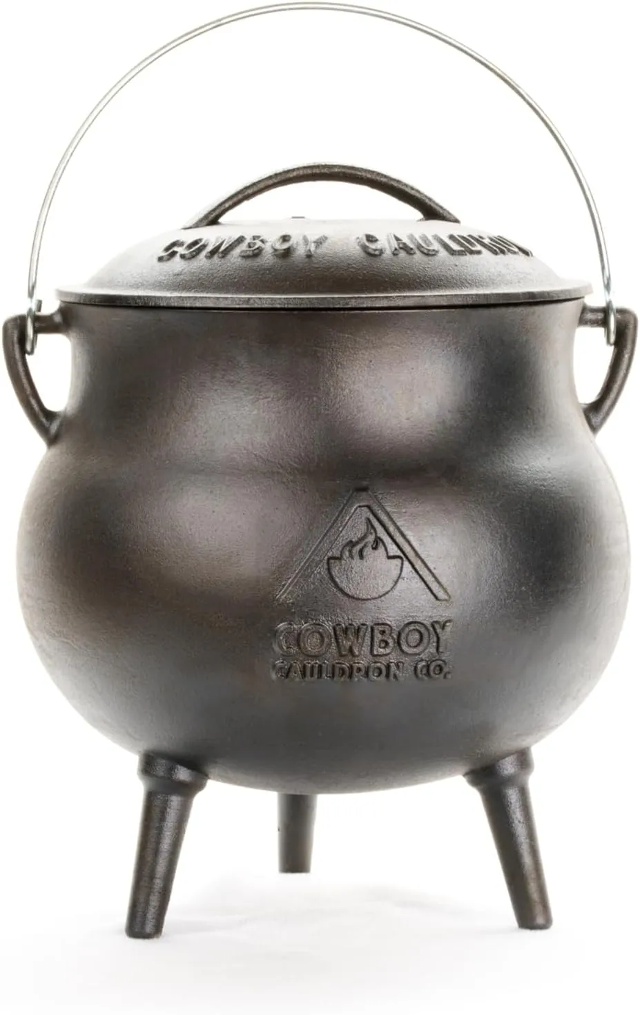 Cowboy Cauldron Chuckwagon Pot - Cast Iron Pot with Lid, Three-Layer Enamel Coating, Open Fire Cookware for Outdoors and Camping, Three-Legged Soup Cauldron - 7 qt