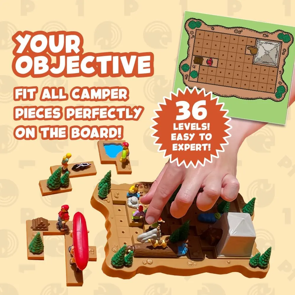 Crazy Campers Logic Puzzle Game – 36 Single-Player Challenges, Kids & Adults, Difficulty Easy to Expert, Travel-Friendly, Brain-Building Fun, Ages 8 