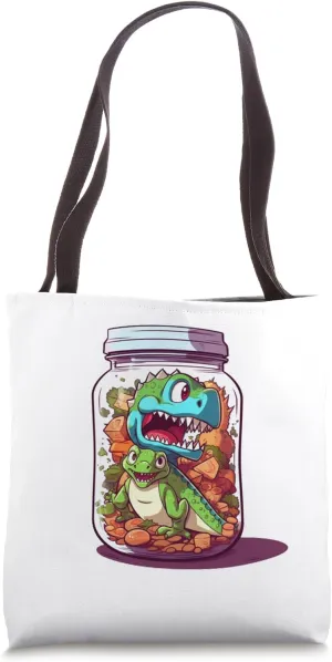 Crazy Dinosaur In Jar Dino Glass T-Rex Jug Monster Preserve Tote Bag