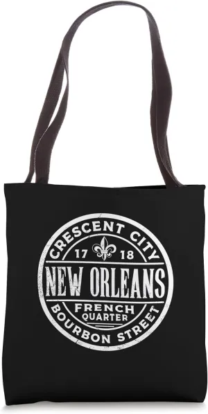 Crescent City NOLA Bourbon Street French Quarter Distressed Tote Bag
