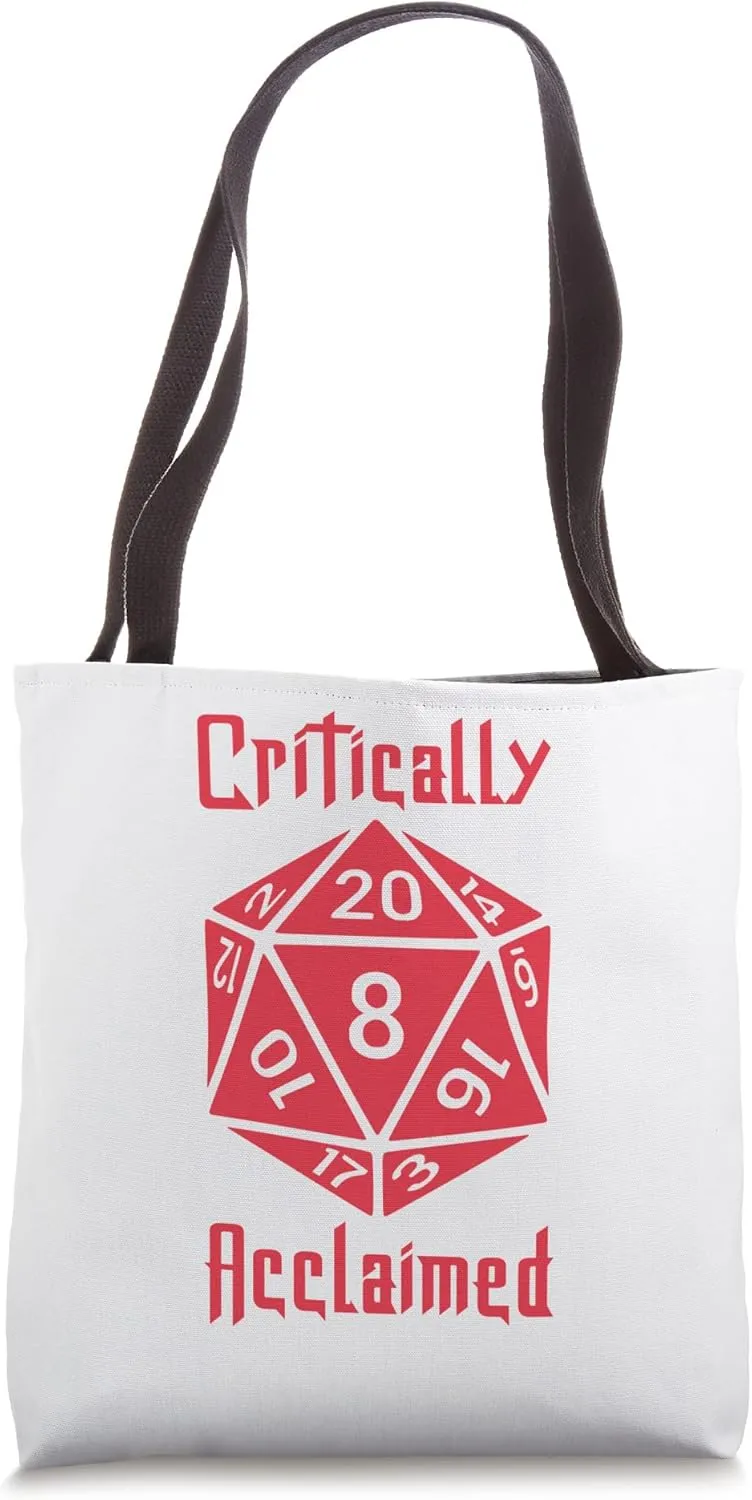 Critically Acclaimed - Critical Hit 20 - Red Gamer Dice Tote Bag
