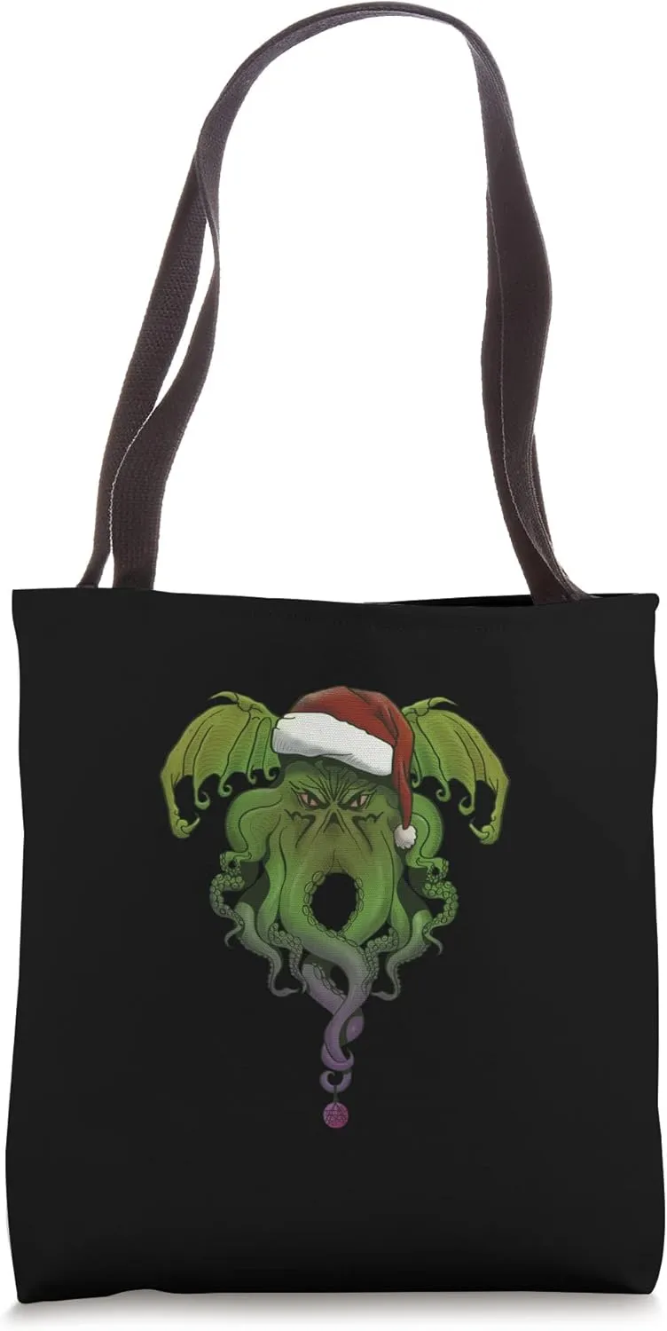Cthulhu- Christmas Bad Tidings Design Tote Bag