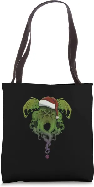 Cthulhu- Christmas Bad Tidings Design Tote Bag