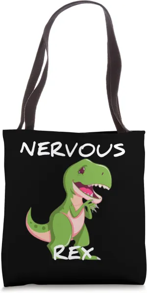 Cute Kawaii Dinosaur T-Rex Nervous Rex Wreck Pun Tote Bag